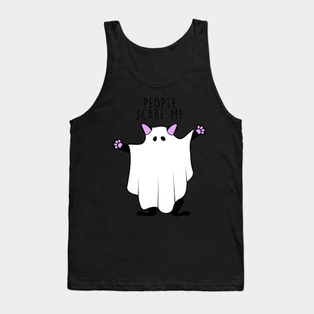 People Scare Me Funny Halloween Gift Tank Top by kikiao